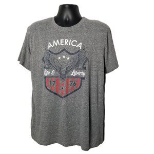 Home of the Brave America Eagle Graphic Tee XL Gray Patriotic 1776